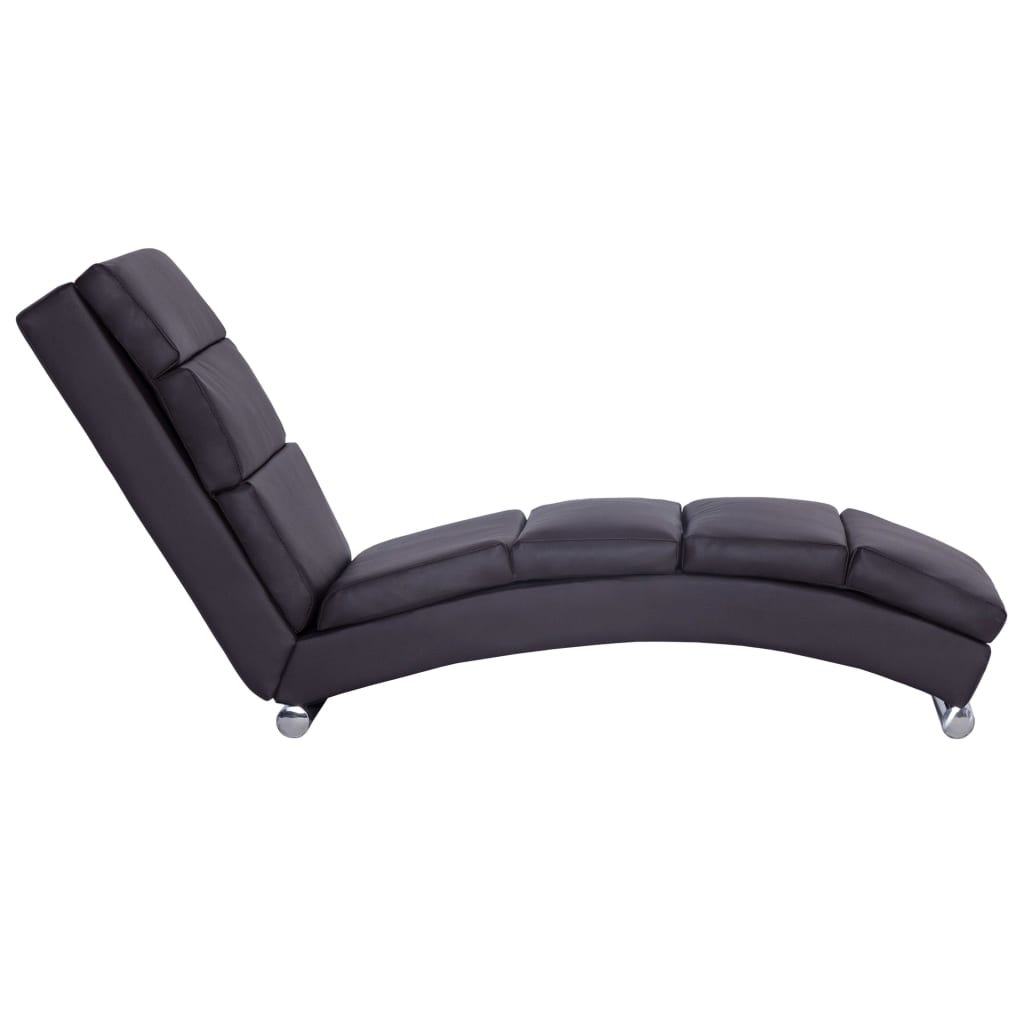 Ligstoel – Chaise Longue – Tuinstoel – Relaxstoel – Loungestoel – Ergonomisch Design – Kunstleren Bekleding Bruin