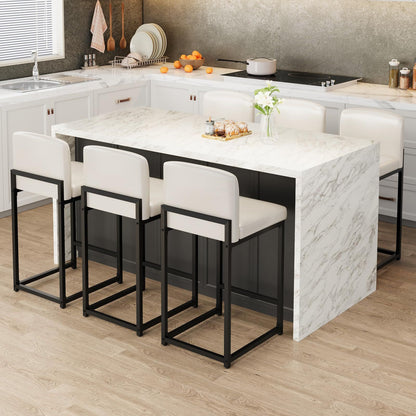 Counter Height Bar Stool | Upholstery Supportive Backrest, Sturdy Metal Legs, Ideal for Island, Dining Room, Living Room, Apartment