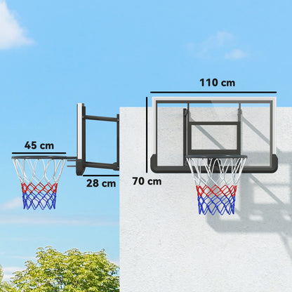 Basketbalkorf – Basketbalring – Basketbalkorf Wandmontage – Basketbalset – Basketbalring Veersysteem – Zwart – Breekbestendig Achterbord – Veerbelaste Basketbalring