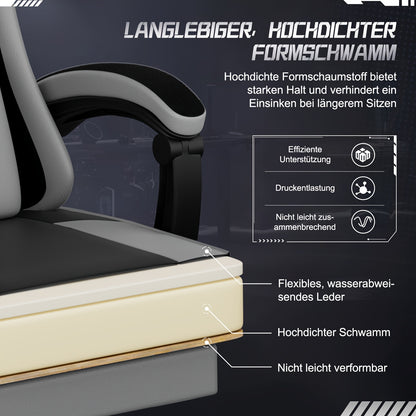 Gaming Chair with Footrest, Ergonomic Gaming Chair, Gaming Armchair with Adjustable Lumbar Cushion Equipped with An Adjustable Lumbar Support And Headrest, 360° Swivel And Designed for A Weight Of Up to 150kg., Gaming Chairs