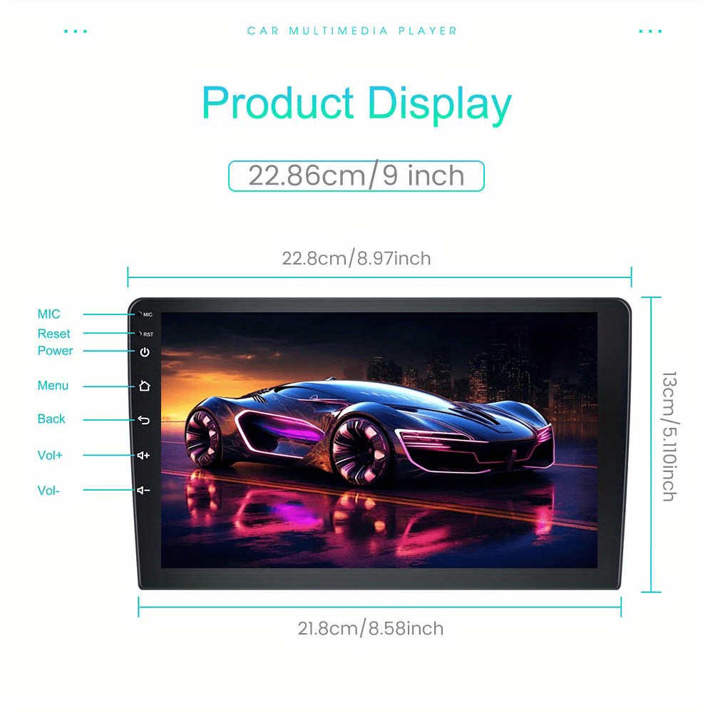 Android 15 Autoradio – Car Stereo – Multimedia Systeem – Double DIN Radio – Navigatiesysteem – 9 Inch Touchscreen – Draadloos CarPlay & Android Auto – Ingebouwde Achteruitrijcamera