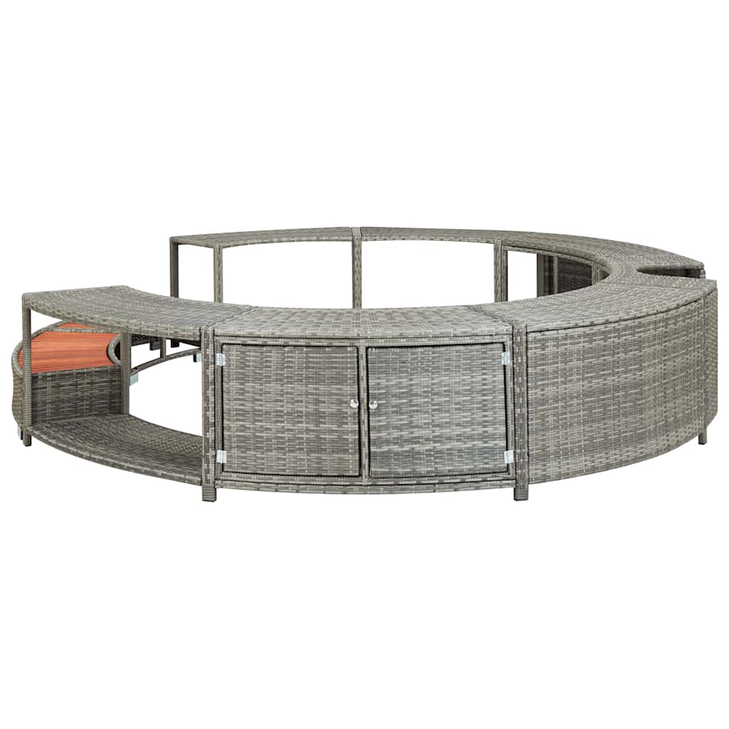 Hot Tub Afwerkset – Spa Rand Bescherming – Jacuzzi Ombouwset – Hot Tub Renovatie Kit – Zwarte Spa Accessoires – Waterbestendig Eucalyptus Hout – Ingebouwde Opbergruimte Met Batterijvak - Grijs