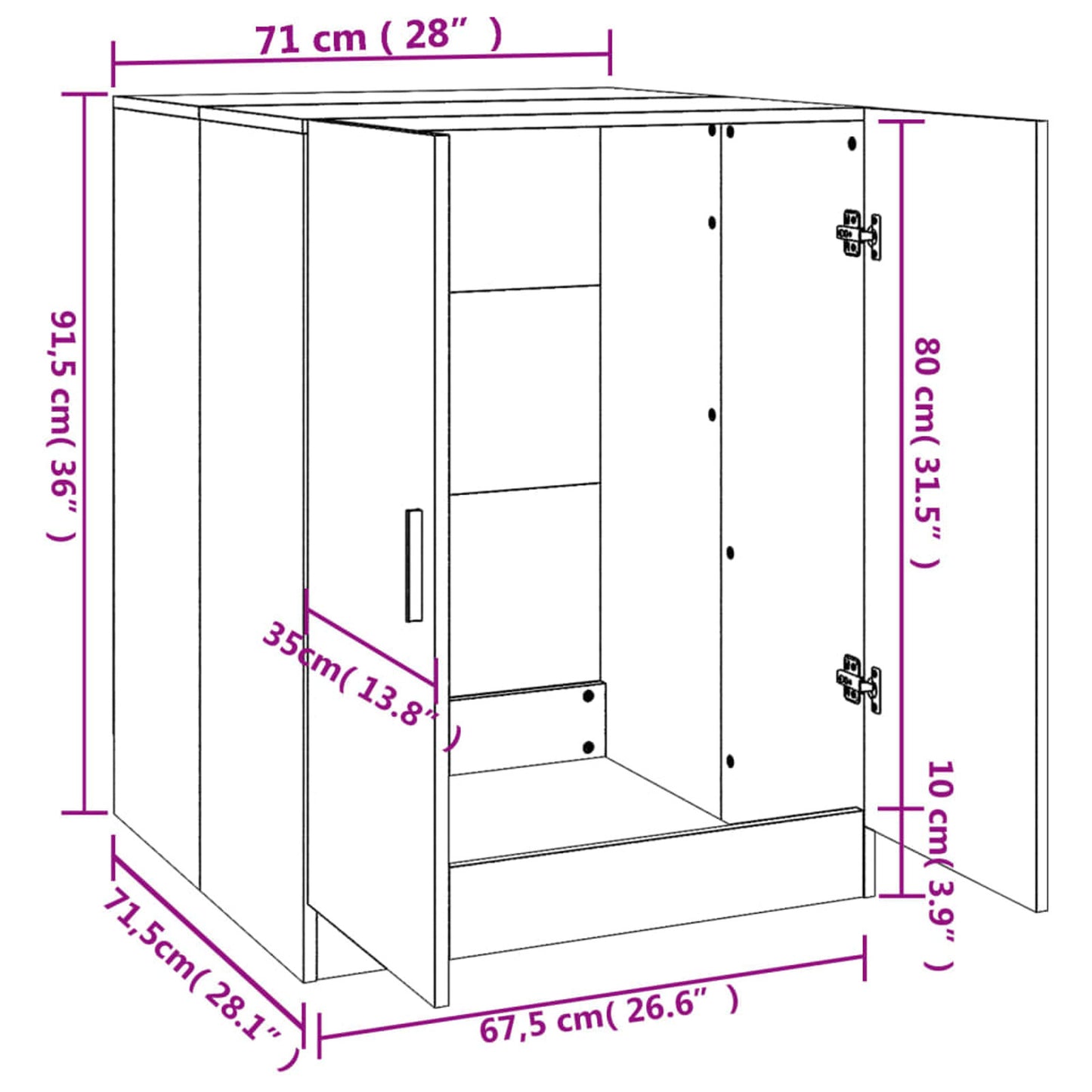 Wasmachinekast – Wasmachine Meubel – Wasmachine Ombouw – Wasmachine Opberger – Opbergkast – Wit – 71x71,5x91,5 cm – Ruimtebesparend en Duurzaam