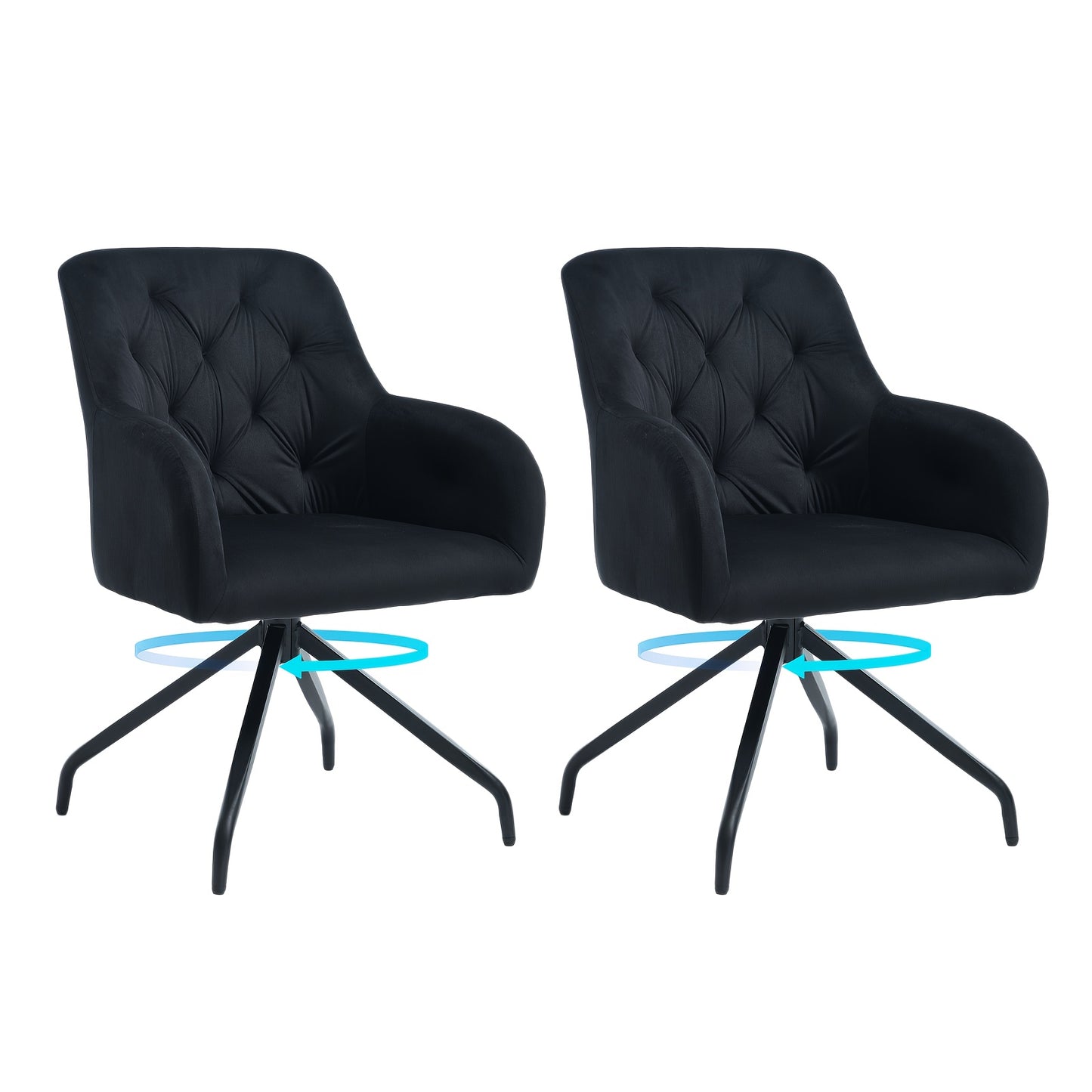 Draaifauteuil – Loungefauteuil – Relaxzetel – Accentstoel – Tweedelige Set Olijfgroen – 360° Draaibaar – Fluweelzachte Bekleding – Stevig Metalen Frame