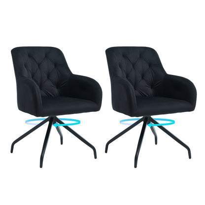 Draaifauteuil – Loungefauteuil – Relaxzetel – Accentstoel – Tweedelige Set Olijfgroen – 360° Draaibaar – Fluweelzachte Bekleding – Stevig Metalen Frame