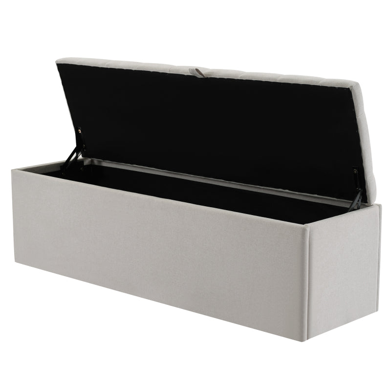 Bedbankje – Bedbank – Slaapbank – Opbergbank – Zitbank – Linnen Bekleding – Compact 141x41,5x47 cm – Met Opbergruimte