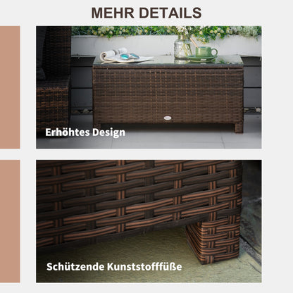 Tuin Bijzettafel – Bijzettafel – Koffietafel – Balkon Tafel – Poly Rattan Tafel – Bruin – 85x50x39 cm – Weerbestendig & Lichtgewicht