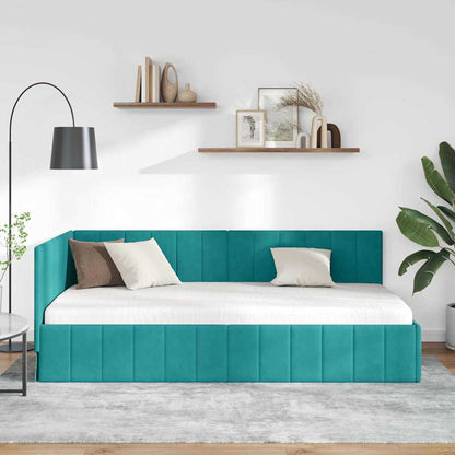 Bedframe – Bedombouw – Slaapbank – Lattenbodem – Bedstead – Crème Velvet Hoofdbord – Stevig Plaatmateriaal 100x200 cm