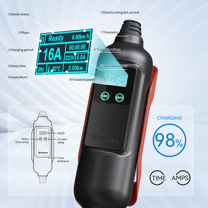 Elektrische Auto Lader – EV Lader – Mobiele Thuislader – Laadkabel – Laadstation – 11 KW 3-Fase – Inclusief 16A Schuko Adapter