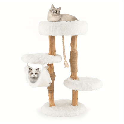Krabpaal – Kattenboom – Kattenmeubel – Krabton – Kattentoren – 87 cm Hoog – Massief Hout Met Sisal & Jute