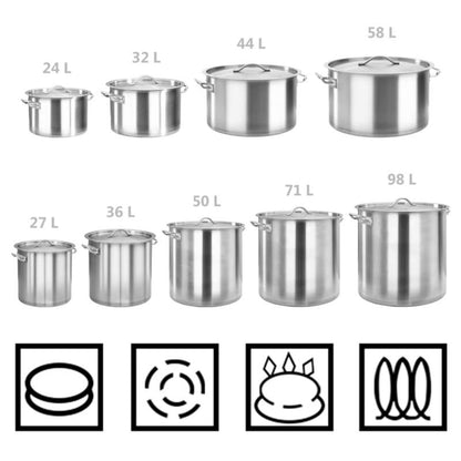 Kookpan – Steelpan – Soeppan – Braadpan – Snoeppan – RVS – 26 Liter – 32x32 cm – Geschikt Voor Alle Kookplaten