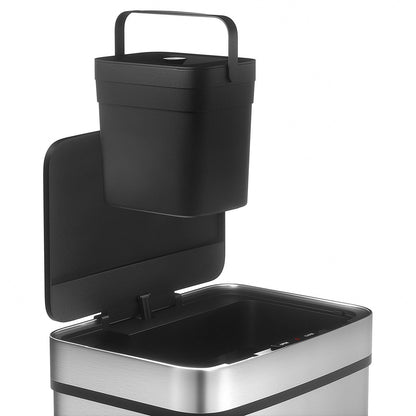 Automatische Afvalbak – Prullenbak – Vuilnisbak – Afvalcontainer – Afvalsorteerder – 75 Liter Capaciteit – Contactloze Infrarood Sensor – RVS Zwart Mat