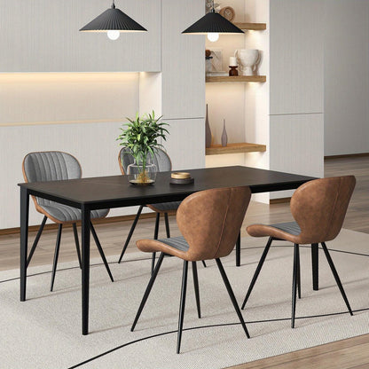 2 Set Armless Dining Chair w/ Curved Backrest U-shaped Seat & Non-slip Foot Pad
