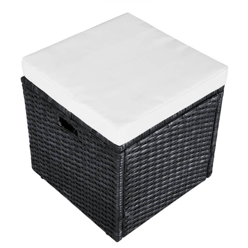 Loungebank – Loungeset – Hoekbank – Terrasbank – Tuinbank – 4-delig – Weerbestendig PE-Rattan – Comfortabele Afneembare Kussens – Zwart