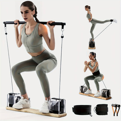 Home Gym Systeem – Fitnessapparaat – Krachttraining Set – Weerstandstrainer – Workout Machine – Verstelbare Weerstand 7-17kg – Compact & Draagbaar Zonder Elektriciteit