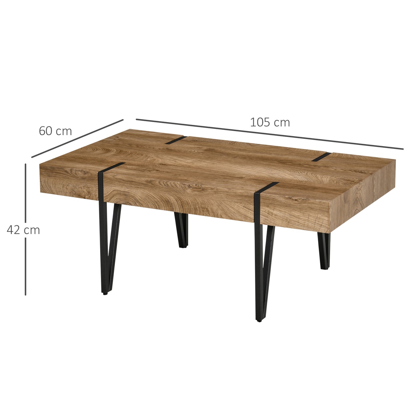 Salontafel – Koffietafel – Bijzettafel – Woonkamertafel – Industrieel Tafeltje – Zwart-Bruin – 105x60x42 cm – Robuust Industrieel Design