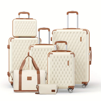 Hard Shell Koffer – Reiskoffer – Spinner Koffer – Handbagage – Trolley – Lichtgewicht ABS Materiaal – 360° Zwenkwielen – Wit – 20 Inch