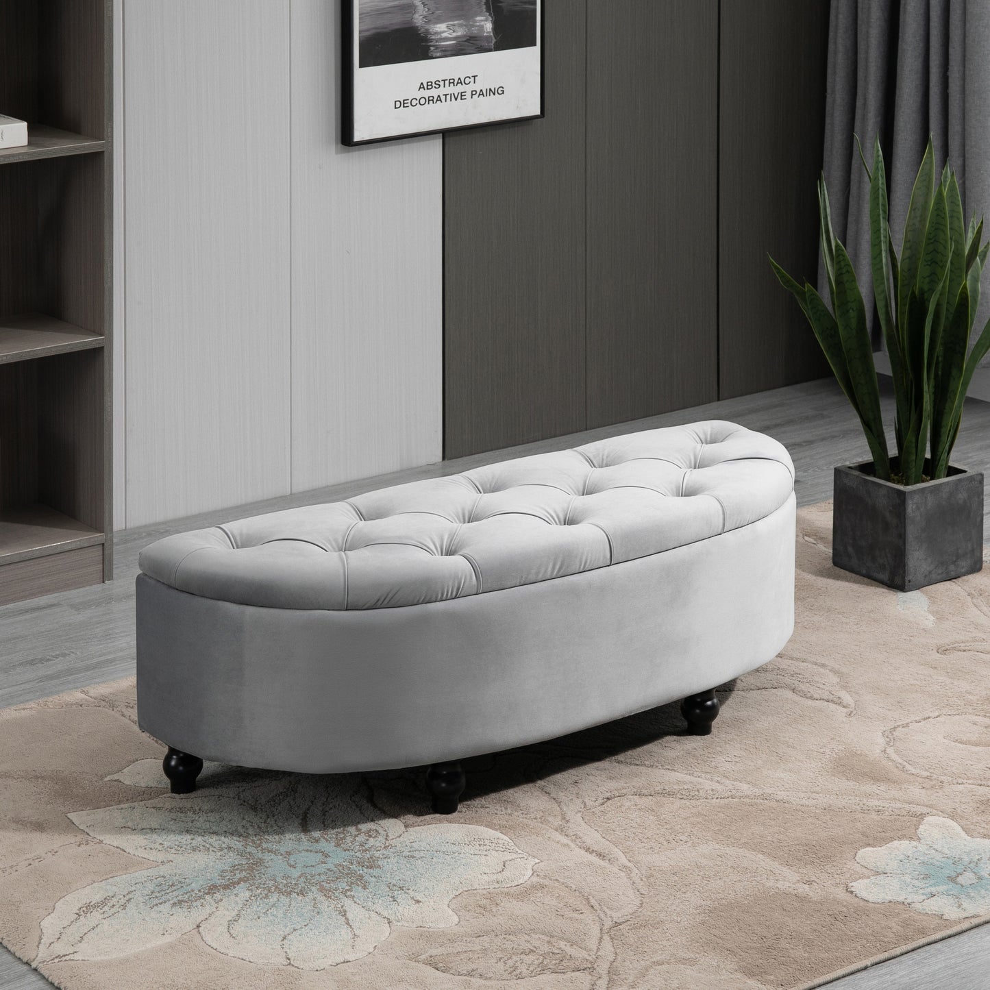 Opbergbank – Zitbank – Opbergkist – Halbank – Opbergbox – Fluweel Bekleed – Rubberen Houten Poten – 120x46x42 cm – Duurzaam en Comfortabel