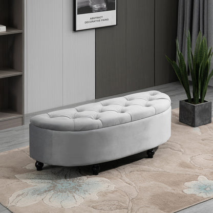 Opbergbank – Zitbank – Opbergkist – Halbank – Opbergbox – Fluweel Bekleed – Rubberen Houten Poten – 120x46x42 cm – Duurzaam en Comfortabel