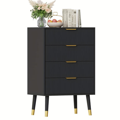 Ladekast – Ladekastje – Dressoir – Opberglade – Kastje – Zwart-Wit – 4 Ruime Lades – Compact Formaat
