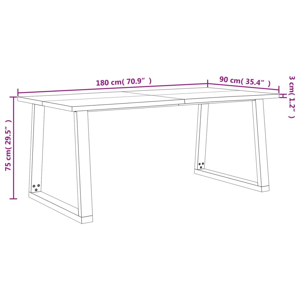 Eetkamer Hoekset – Hoekbank – Eettafel Set – Dining Set – Hoekmeubel – Massief Acaciahout – U-Vormige Stalen Poten – 180 cm Lang