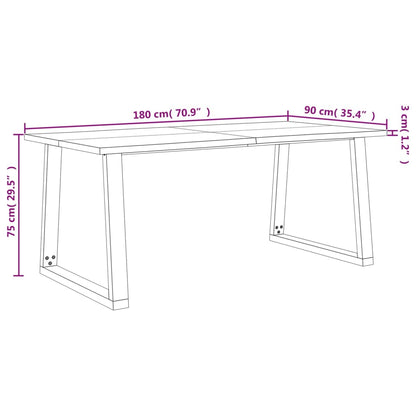 Eetkamer Hoekset – Hoekbank – Eettafel Set – Dining Set – Hoekmeubel – Massief Acaciahout – U-Vormige Stalen Poten – 180 cm Lang