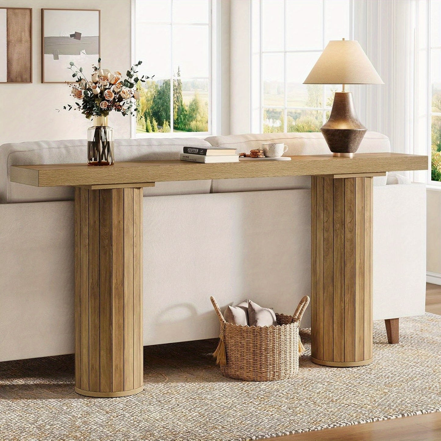 Console Tafel – Sofa Tafel – Haltafel – Smalle Tafel – Binnenkomsttafel – 160 cm Lang – Stevig Getinte Donkerbruine Afwerking