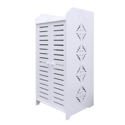Schoenenkast met Dubbele Deuren – 4 Lagen Ruimtebesparend Schoenenrek – Geschikt voor Woonkamer, Hal, Slaapkamer of Appartement – 90 x 40 x 35 cm – Wit