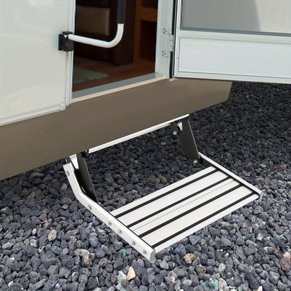 Aluminium Opstapje RV – Opklapbare Campertrap – Metalen Stap – Motorhome Stap – Niet-slip Platform – Lichtgewicht Aluminium – Draagvermogen 150 kg