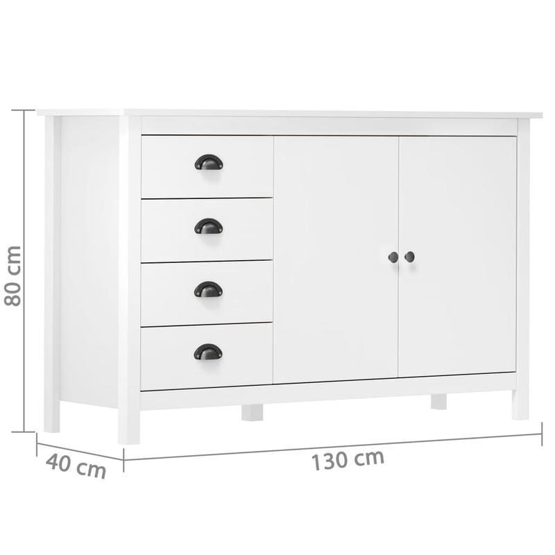 Sideboard – Dressoir – Opbergkast – Kast – Wit – Massief Grenenhout – Afneembaar Opbergvak – Compact 79x40x80 cm
