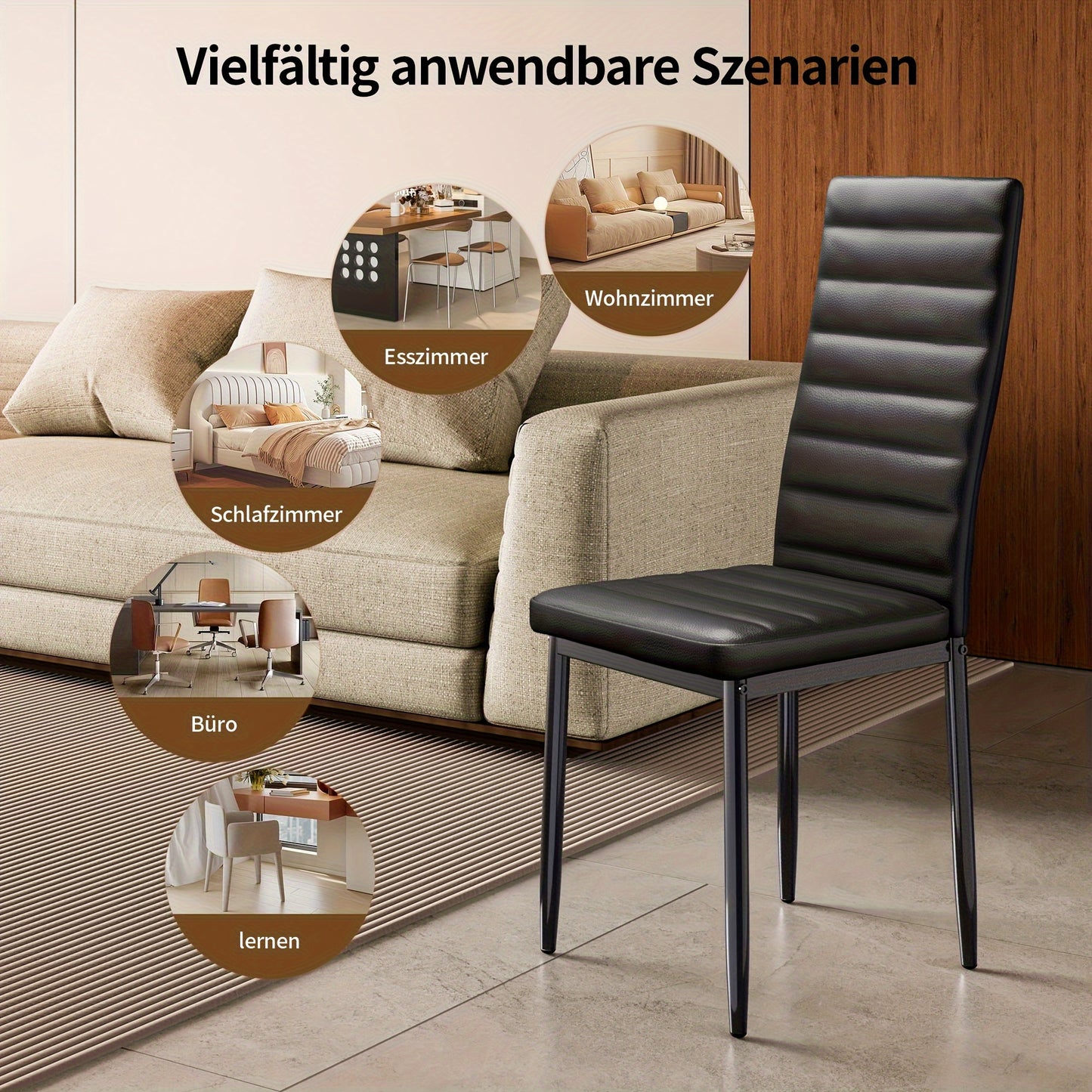 Eetkamerstoelen – Stoelen – Kuipstoelen – Keukenstoelen – Designstoelen – Set van 6 – Hoogwaardige Kunstleer Bekleding – Massief Houten Frame