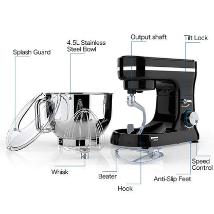 Elektrische Keukenmixer – Standmixer – Handmixer – Mixer Blender – Mixer Grinder – 4,2 Liter Mengkom – 6 Snelheden Krachtige Motor – Zwart