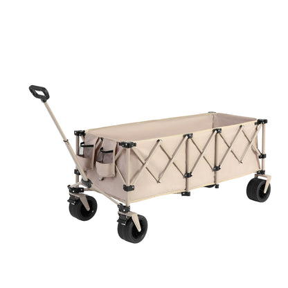 Vouwkar – Bolderkar – Opvouwbare Kar – Transportkar – Tuinkar – All-Terrain Wielen – 99,79 KG Draagvermogen – Beige Stof