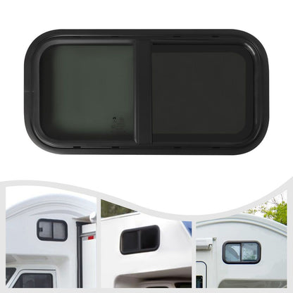 Zijraam Caravan – Camper Raam – Wohnmobil Fenster – Insectenscherm Ramen – Buitenraam Zwart – 70x40 cm – Gehard Glas & Aluminium Frame