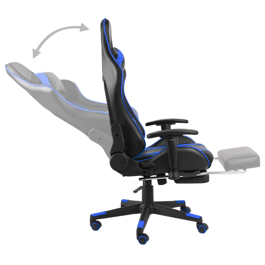 Gamingstoel – Gamestoel – Gaming Chair – Game Stoel – Racing Chair – Ergonomische Hoge Rugleuning – Verstelbare Voetsteun Blauw