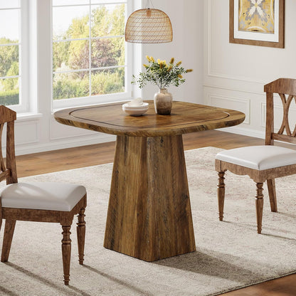 Eettafel Vierkant – Keukentafel – Tafel Voor 2-4 Personen – Bistrotafel – Ontbijttafel – Compact MDF Hout – Zware Pedestal Basis 300kg Draagvermogen