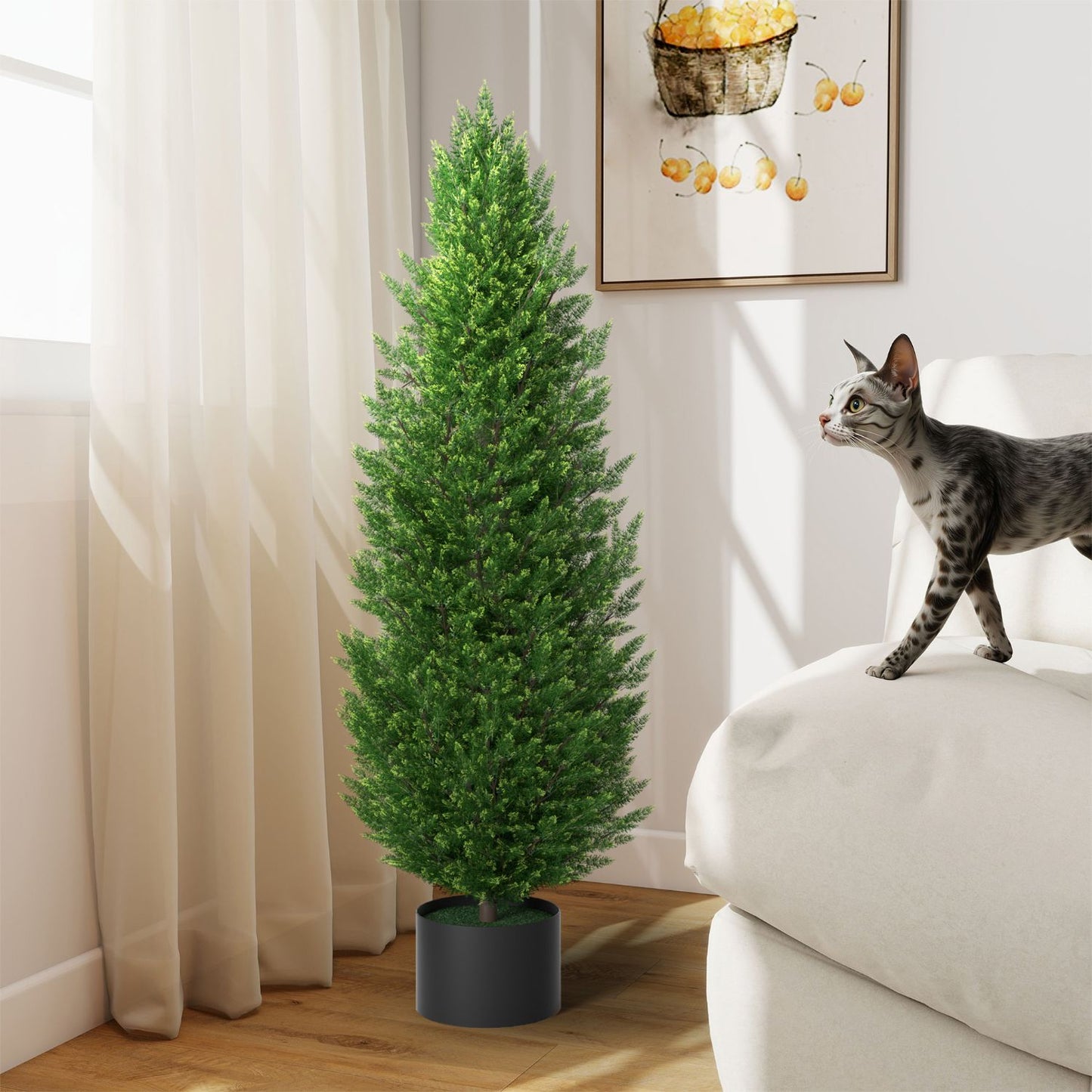 Nepplant Cypress Boom – Kunstboom – Sierplant – Kamerplant – Buitenplant – Hoogte 150 cm – Levensgetrouw en Onderhoudsvriendelijk