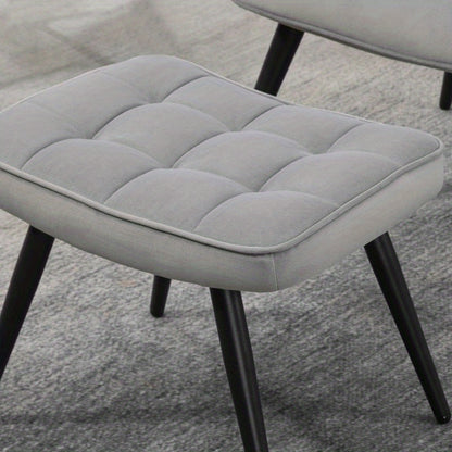 Fauteuil – Lounge Stoel – Relaxfauteuil – Draaifauteuil – Armstoel – Lichtgrijs – Gestoffeerd – Inclusief Voetenbankje – Houten Frame – Maximaal 120 kg Belastbaar
