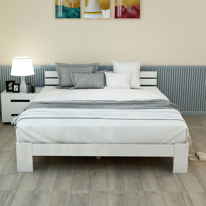 Tweepersoonsbed – Bed – Bedframe – Slaapbed – Logeerbed – Massief Houten Frame – 140x200 cm – Eenvoudige Montage – Compact Ontwerp
