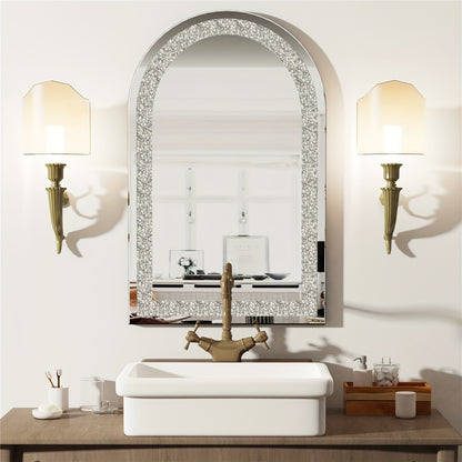 Wandspiegel – Passpiegel – Badkamerspiegel – Hangspiegel – Woonspiegel – Boogvormig Design – 60x90 cm Kristalhelder Glas