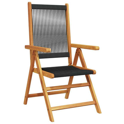 Tuinstoelen – Buitenzitmeubels – Tuinmeubilair – Terrasstoelen – Balkonstoelen – Zwart – Massief Acaciahout – Verstelbaar – Inklapbaar