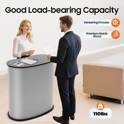 Black Detachable Service Counter with Carry Bag, Portable Plastic Lectern (49.9 KG Capacity) for Product Demonstrations & Business Meetings