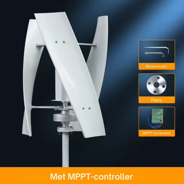Wind Turbine - Windmill Generator - Wind Energy - Wind Turbine - 2000W - 24V - 3 Blades - with MPPT Controller - White