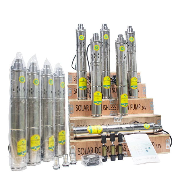 Mars Rock - Water Pump - Deep Well Submersible Pump - Solar DC Deep Well Pump - 400W - Stainless Steel - Silver