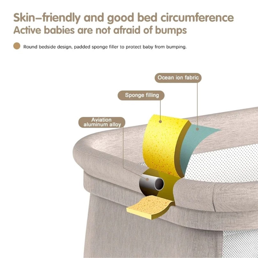 Elektrisch Babybed met Bluetooth – Schommelwieg met Matras, Wielen & Klamboe – Cradle -Wiegje – Automatisch Schommelen – Babybed 0-12 Maanden - Beige