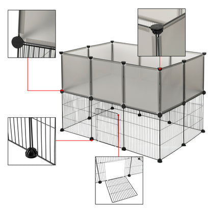 Dierenren - Kat - Hond - Binnenhuis - Ren - Buitenhuis - 107 cm x 72 cm x 72 cm - Grijs