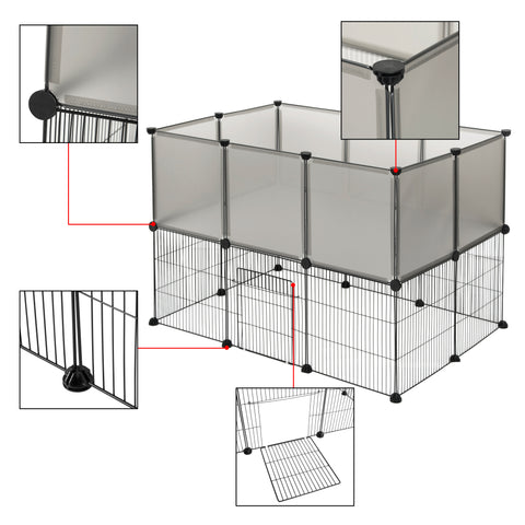 Dierenren - Kat - Hond - Binnenhuis - Ren - Buitenhuis - 107 cm x 72 cm x 72 cm - Grijs