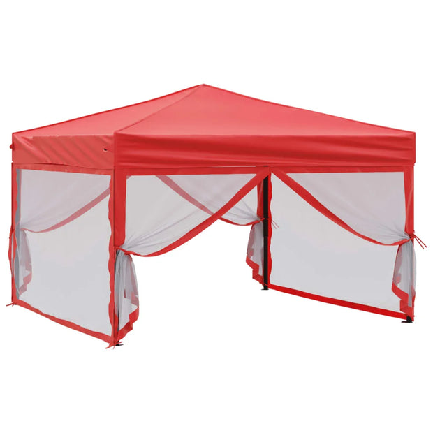 Partytent Easy Up - Paviljoen - Gemakkelijk op te zetten - Waterdicht - Met zijwanden - 3 meter x 3 meter - Rood