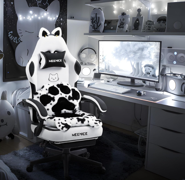 Ergonomische Gamingstoel – Bureaustoel – Gamestoel – Werkstoel – Kantoorstoel – Met Verstelbare Voetensteun – Sofa-Grade Bagged Spring Kussen – Max. Belastbaar 158,76 KG – Wit