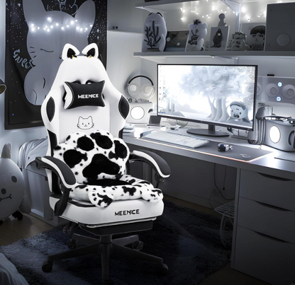 Ergonomische Gamingstoel – Bureaustoel – Gamestoel – Werkstoel – Kantoorstoel – Met Verstelbare Voetensteun – Sofa-Grade Bagged Spring Kussen – Max. Belastbaar 158,76 KG – Wit